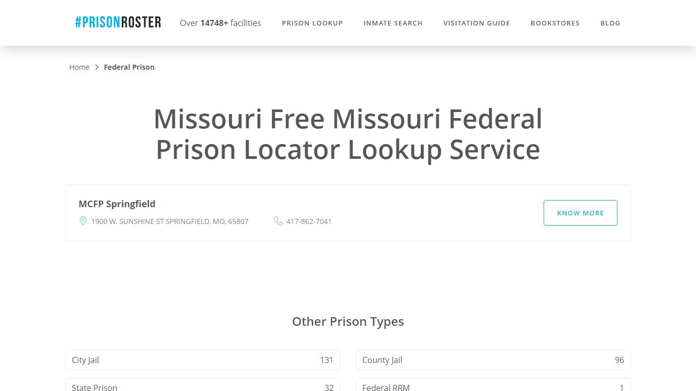 Missouri Federal Prison Inmate Lookup - Prisonroster